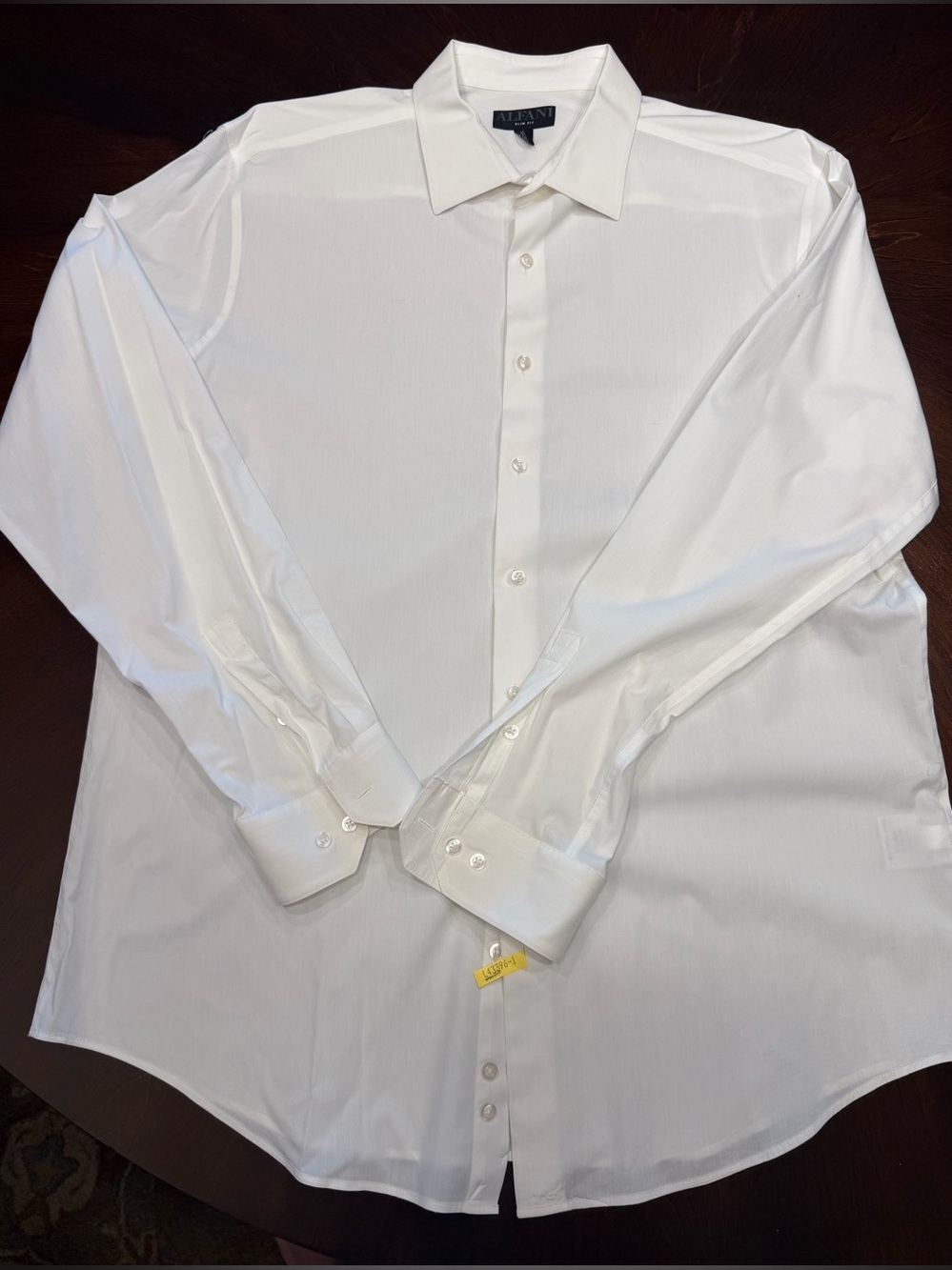 Alfani Men’s White Long-Sleeve Dress Shirt - Point Collar CL 17.5 34/35